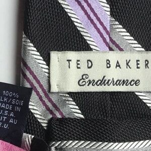 Ted Baker Endurance black striped slim all Silk Tie Tailored in USA 🇺🇸